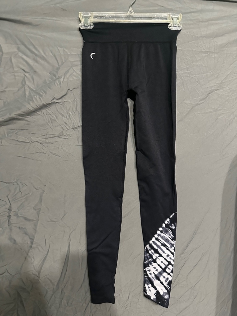 Women's Black Leggings with Tie-Dye Ankle Panel